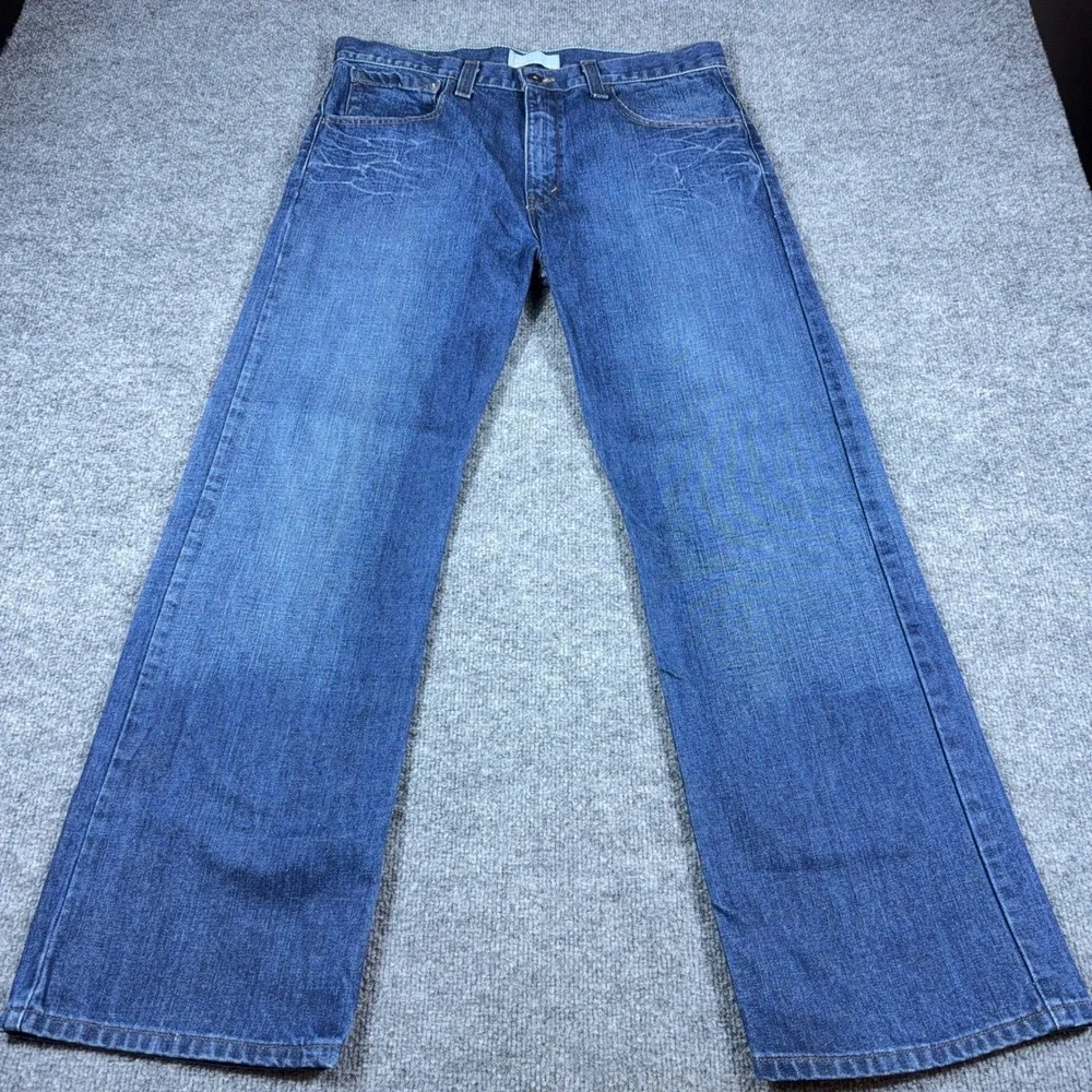 Levis SilverTab Mens Straight Leg Jeans Medium Wash Blue Denim 247M Tag 35 Waist